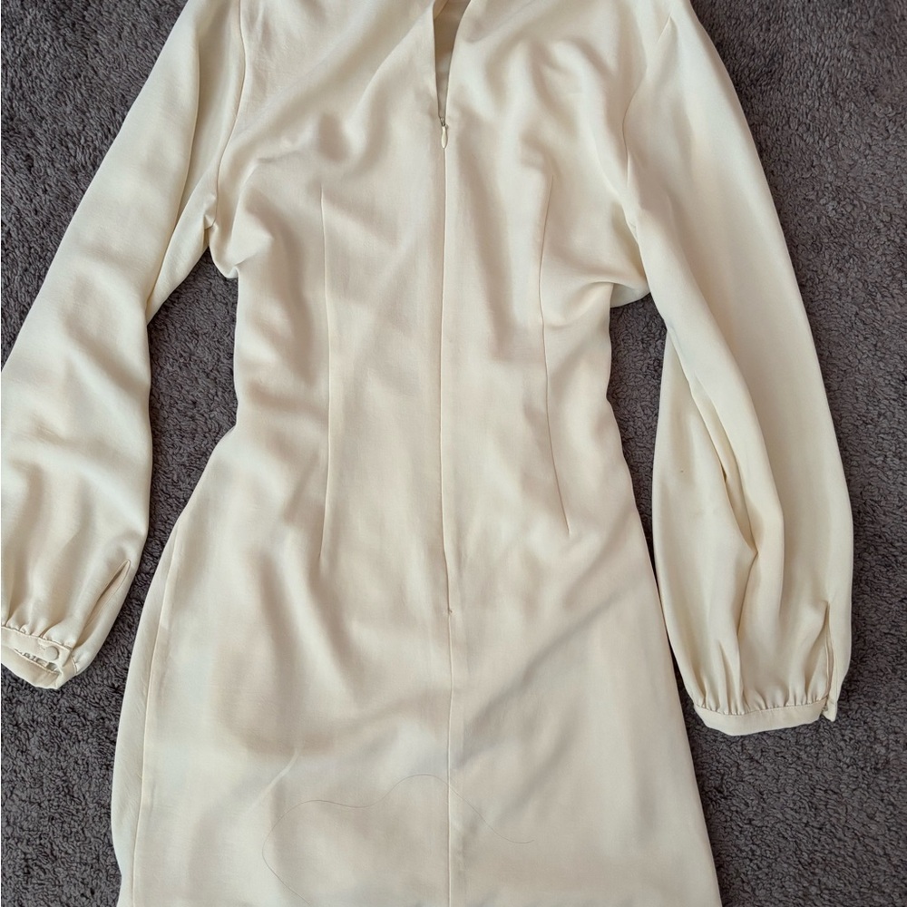 New Zara Cream Long-Sleeve Dress